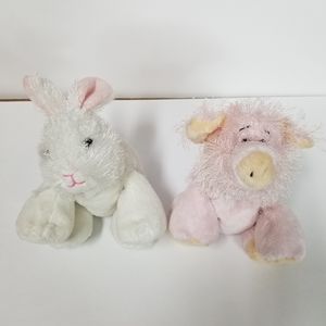 Ganz Webkinz Pink Pig White Bunny 8”‎ Plush Stuffed Animal Toy No Code